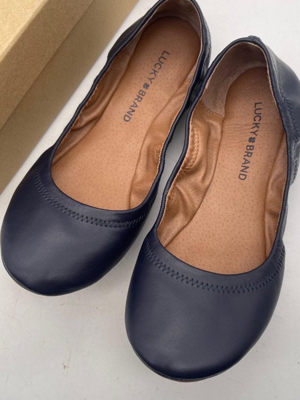 Lucky Brand Elysia Women's 7.5 M Navy Blue Scrunch Flats Shoes Dress